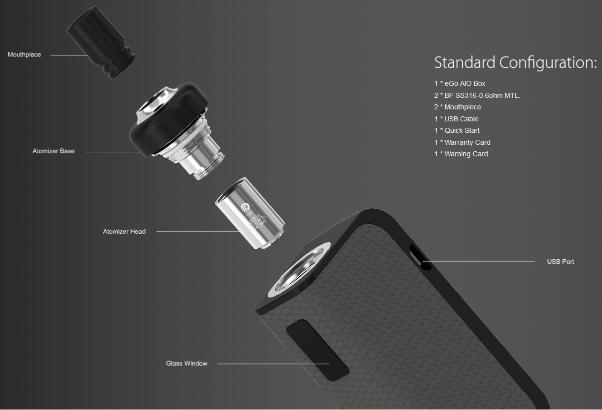 Joyetech eGo AIO Box Grip 2100mAh Black-Grey 1ks