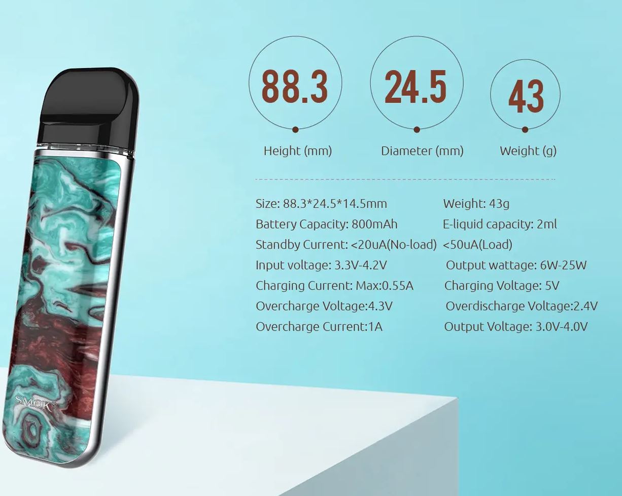 Smoktech NOVO 2 elektronická cigareta 800mAh Blue and Black 1ks