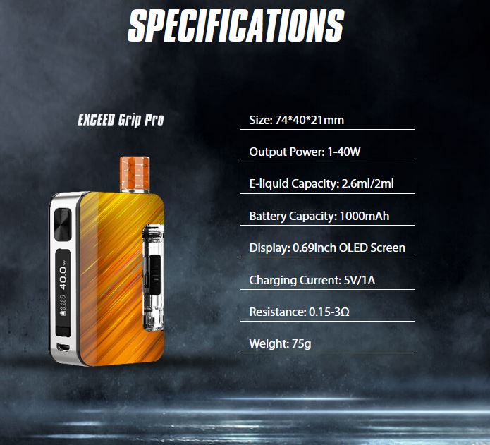Joyetech EXCEED Grip Pro 40W Full Kit 1000 mAh Gunmetal 1 ks