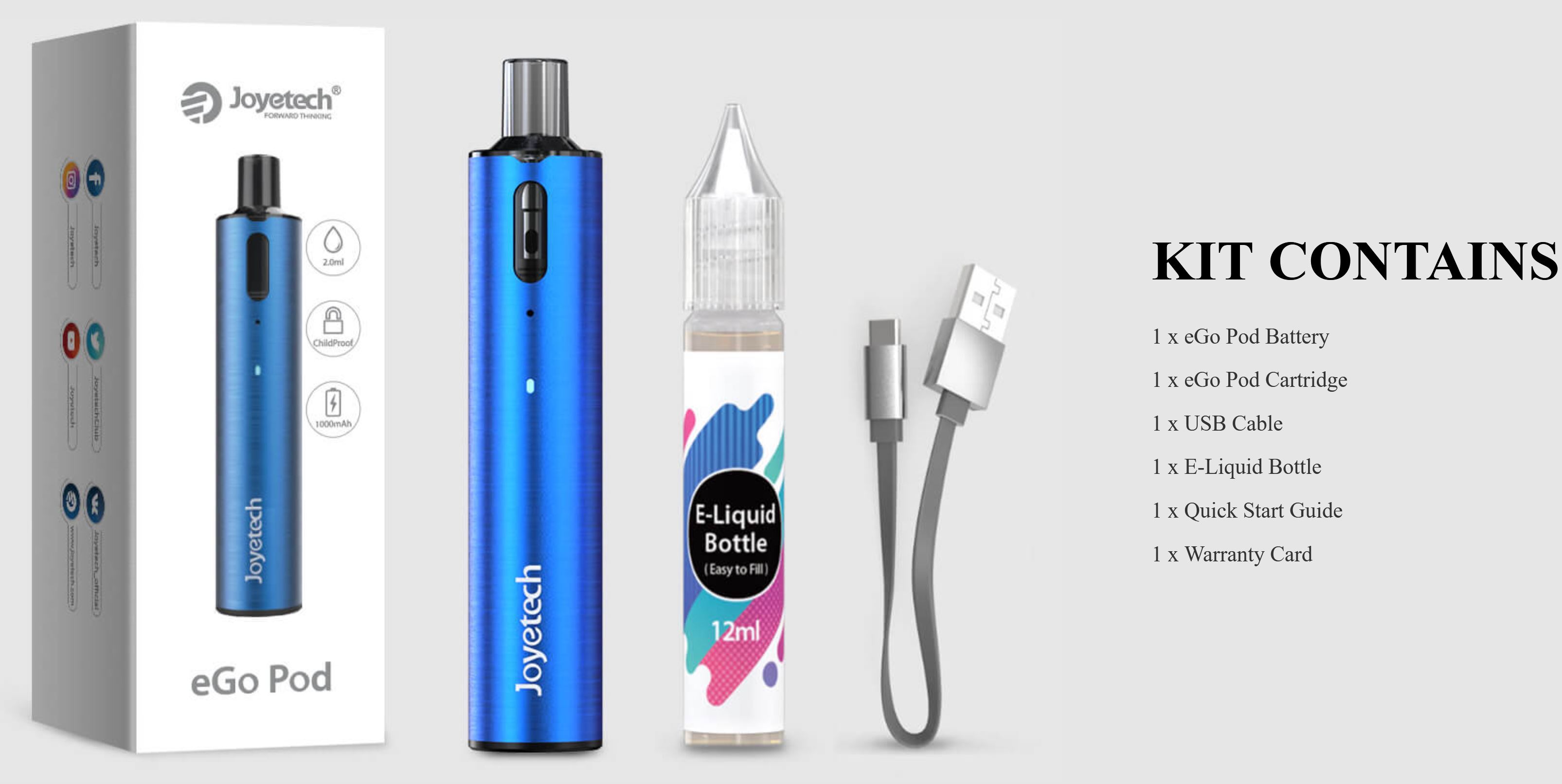 Joyetech eGo Pod Kit 1000 mAh Modrá 1 ks