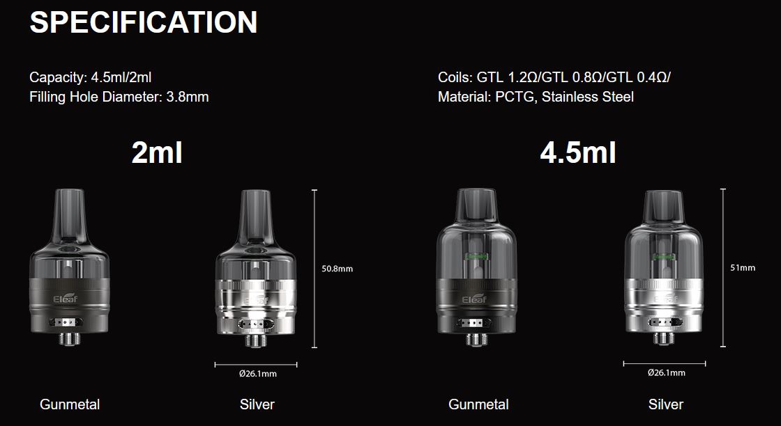 iSmoka-Eleaf GTL Pod Tank clearomizer Silver 4,5ml