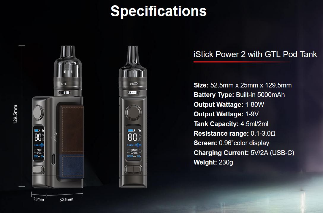 iSmoka Eleaf iStick Power 2 80 W full Kit Grip Red 5000 mAh 1 ks