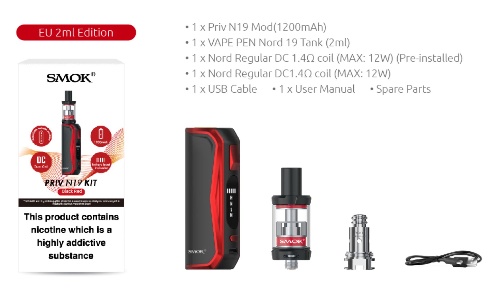 Smoktech Priv N19 Grip 1200 mAh Full Kit Prism Chrome Black 1 ks
