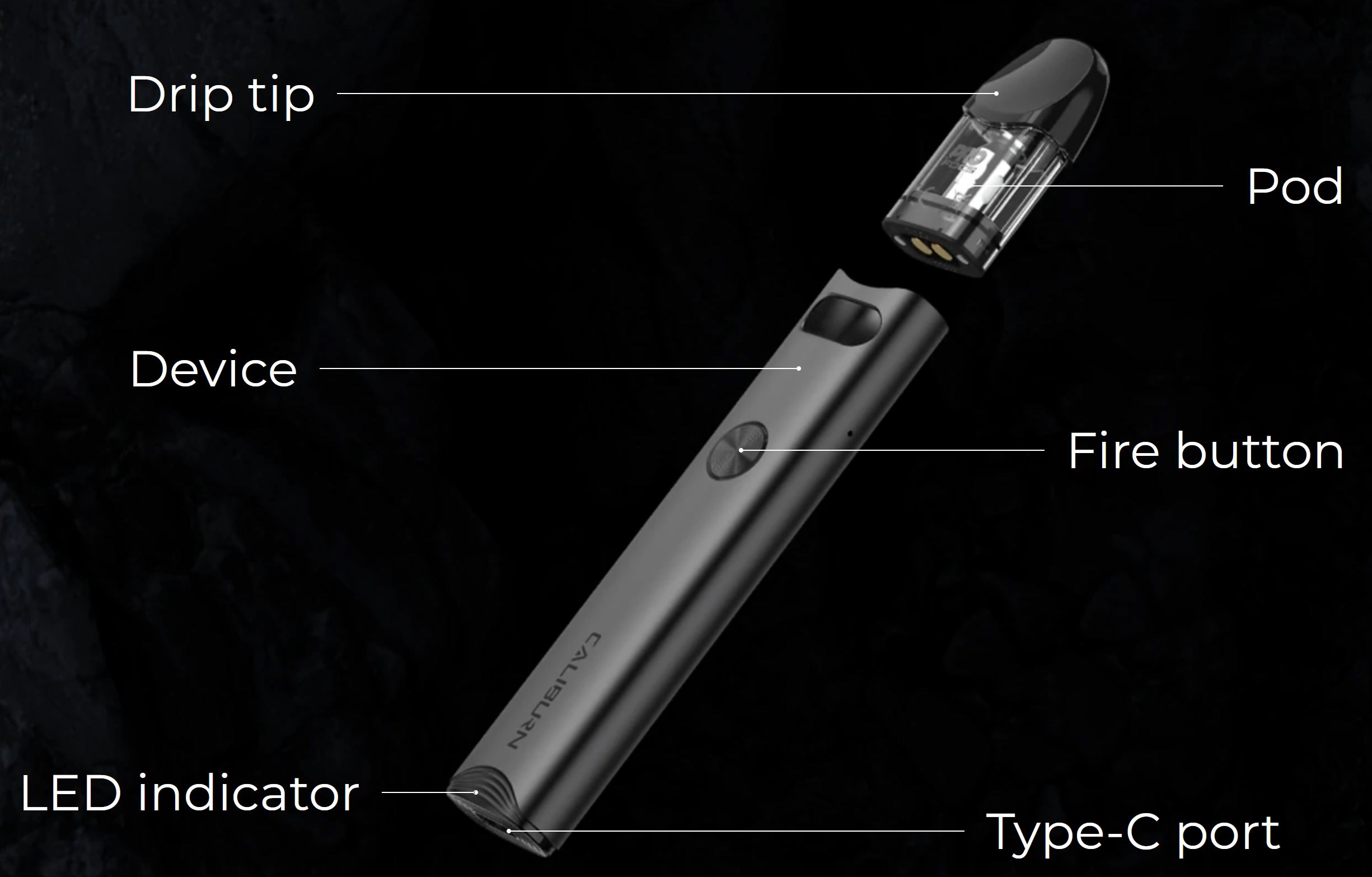 Uwell Caliburn A3 Pod Kit 520 mAh Stříbrná 1 ks