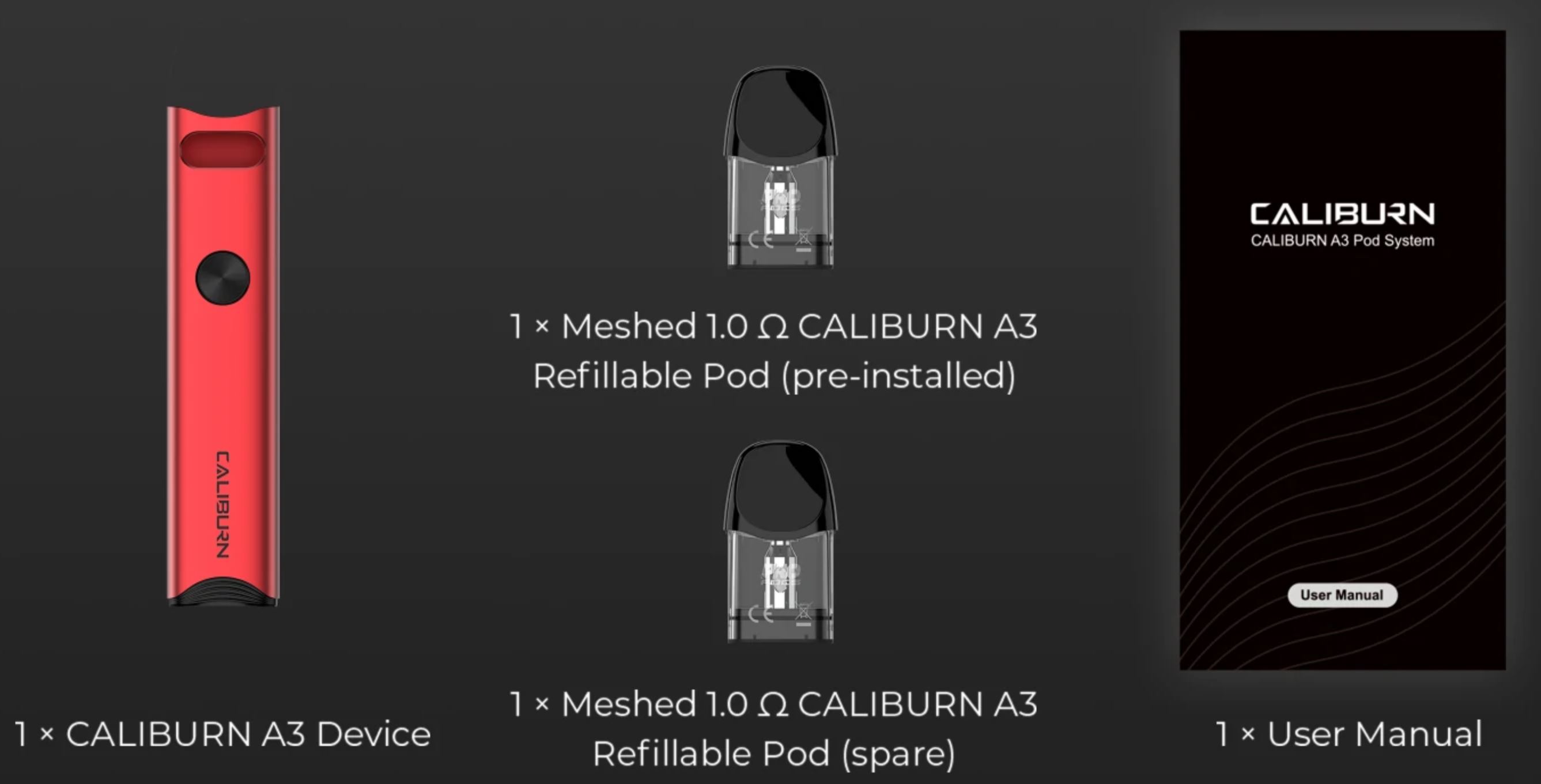 Uwell Caliburn A3 Pod Kit 520 mAh Stříbrná 1 ks