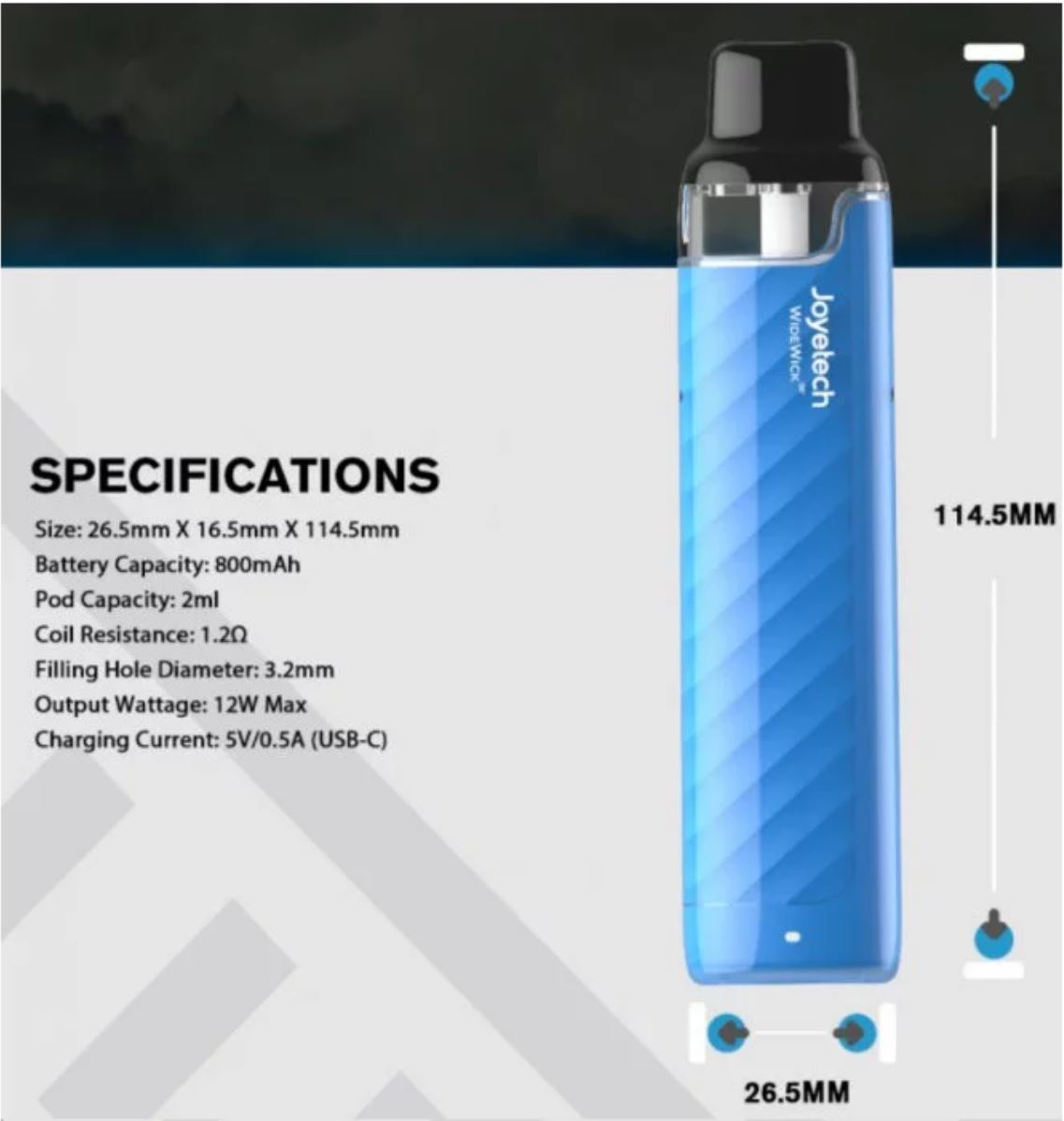 Joyetech WideWick AIR elektronická cigareta 800 mAh Grey 1 ks