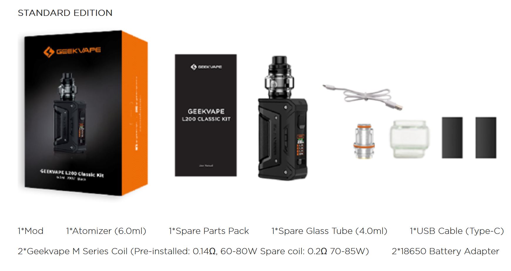 GeekVape L200 Classic Kit s Z Max Tank 200W Volcanic Grey 0 mAh 1 ks
