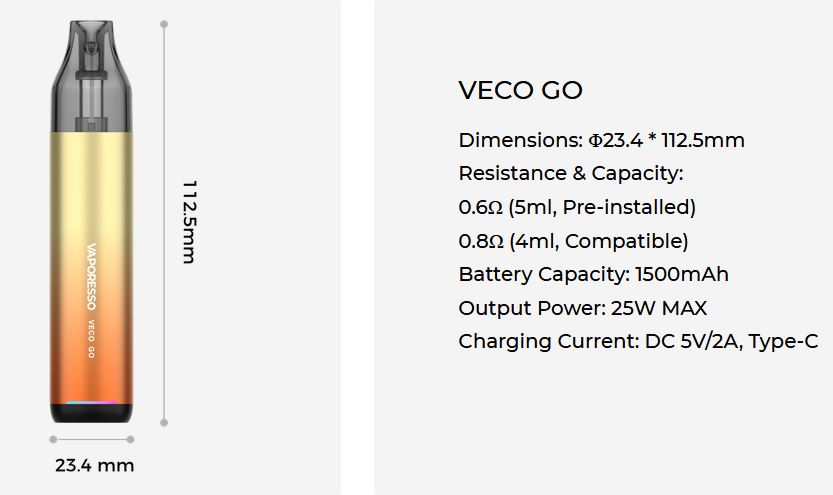 Vaporesso Veco Go Pod 1500 mAh Corelline