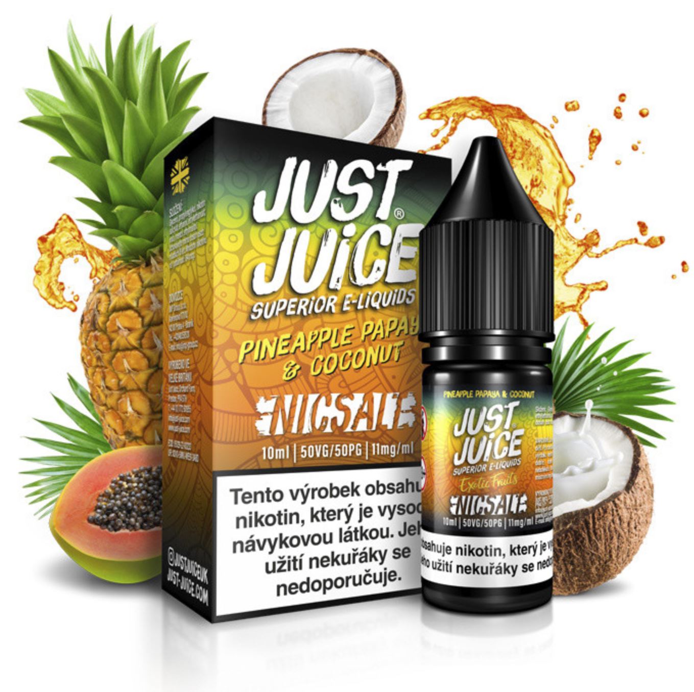 Just Juice Salt Pineapple, Papaya & Coconut (Ananas, papája & kokos) 10 ml 20 mg