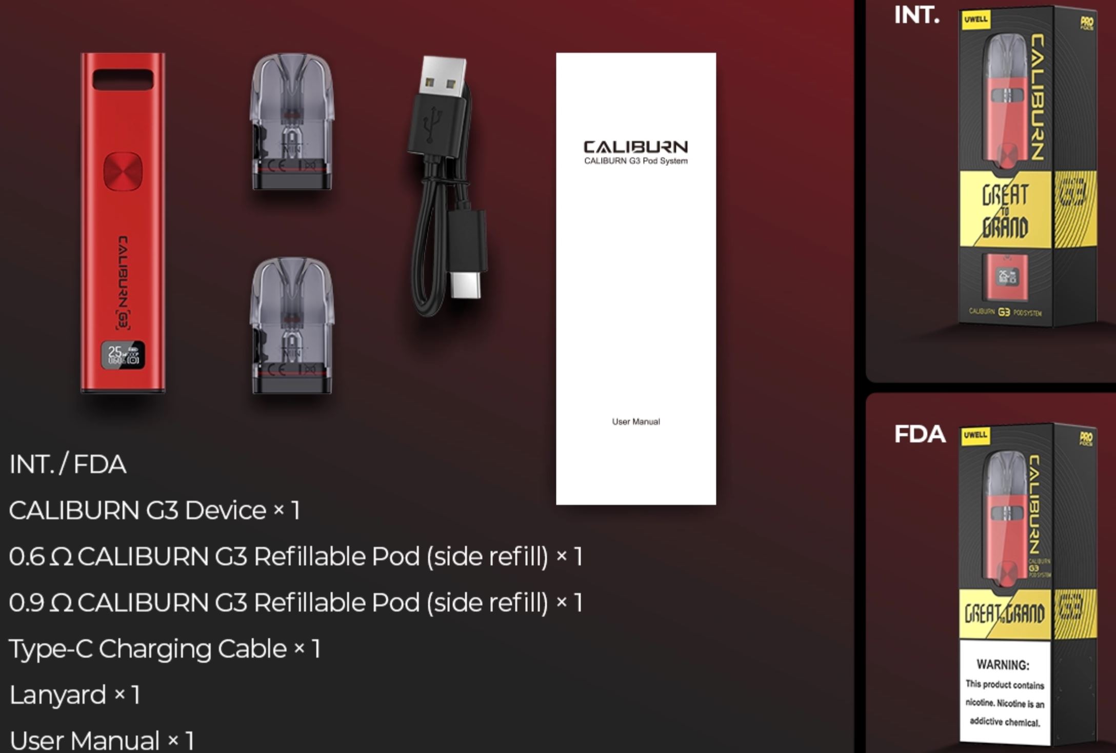 Uwell Caliburn G3 900 mAh Gray 1 ks