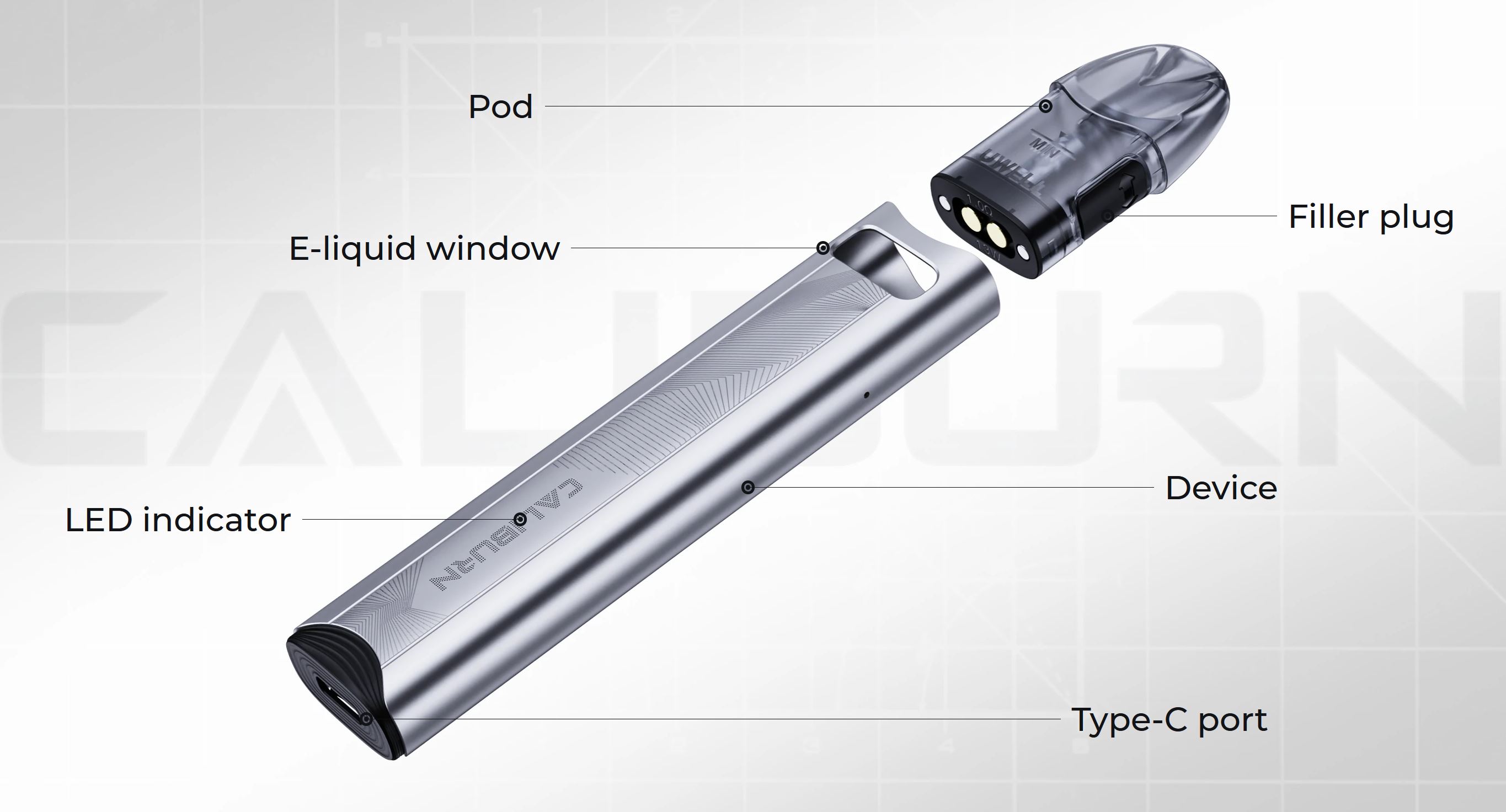 Uwell Caliburn A3S Pod 520 mAh Space Grey 1 ks