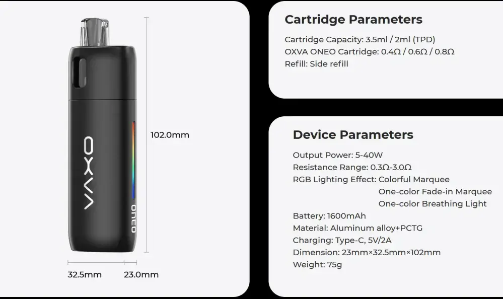 OXVA ONEO Pod 1600 mAh Cool Silver