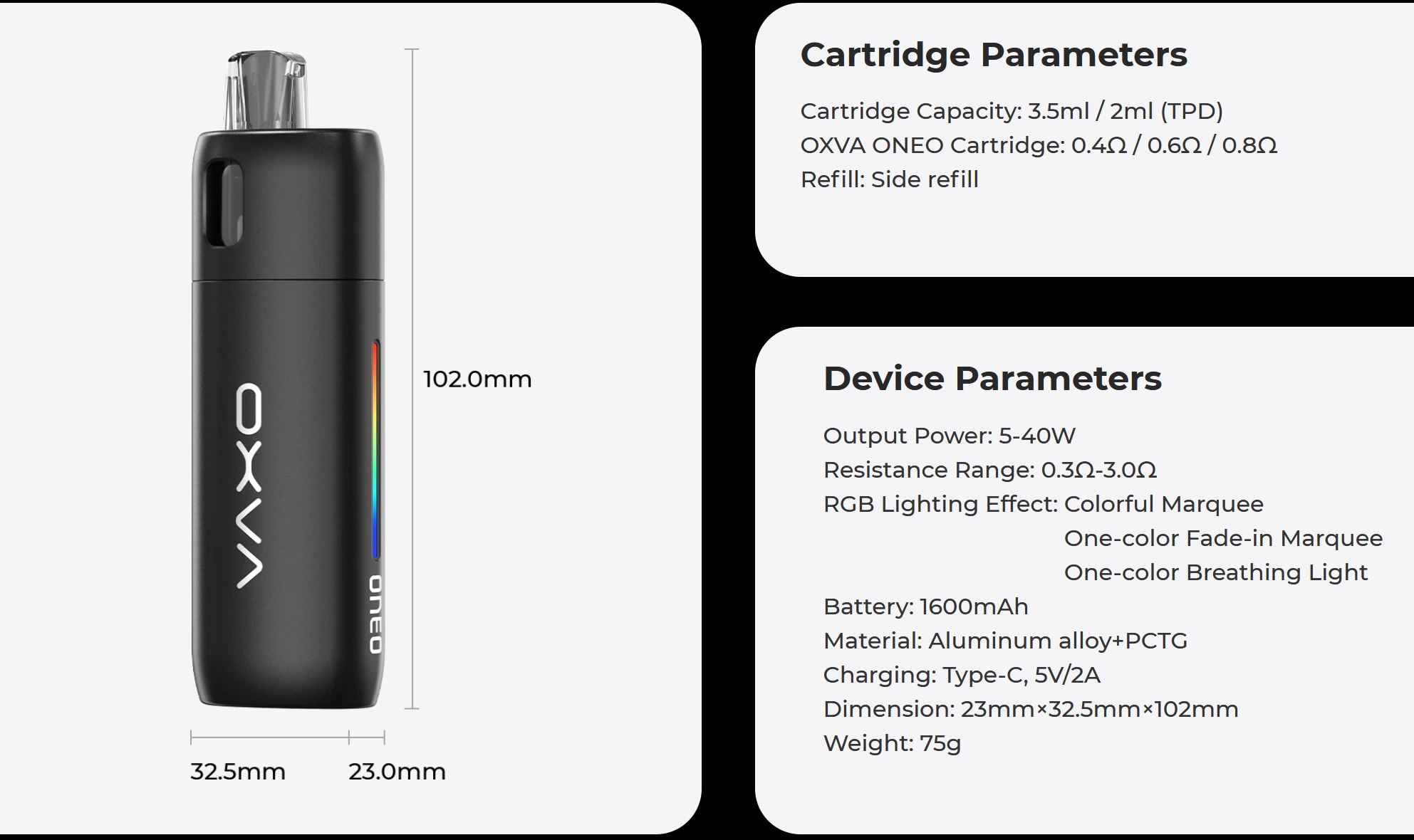 OXVA ONEO Pod 1600 mAh Space Grey