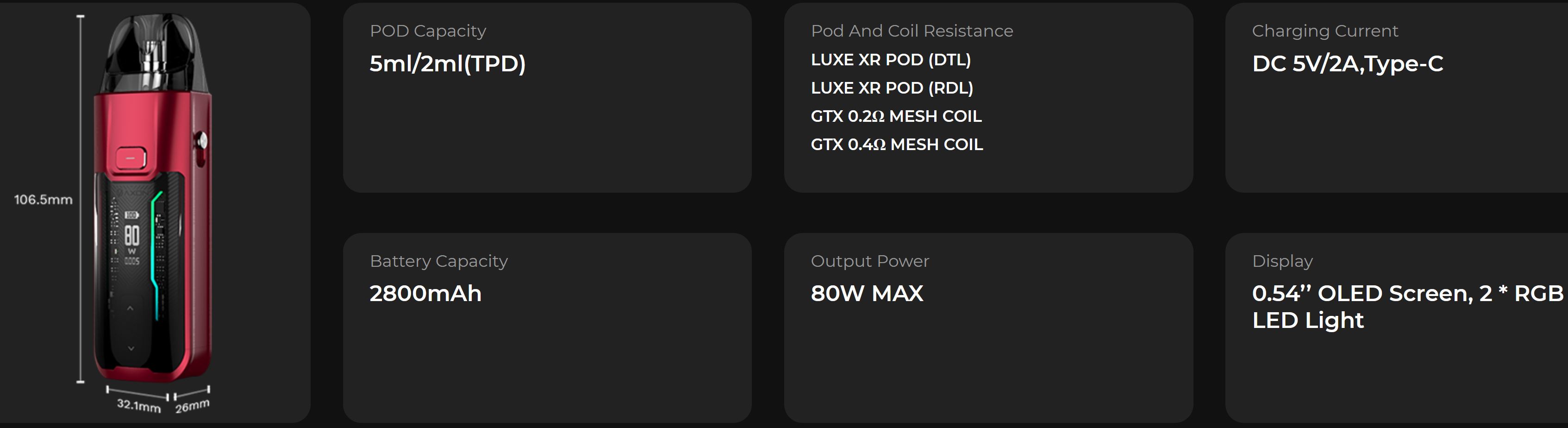 Vaporesso LUXE XR MAX Pod Kit Leather Edition 2800mAh Flame Red 1 ks