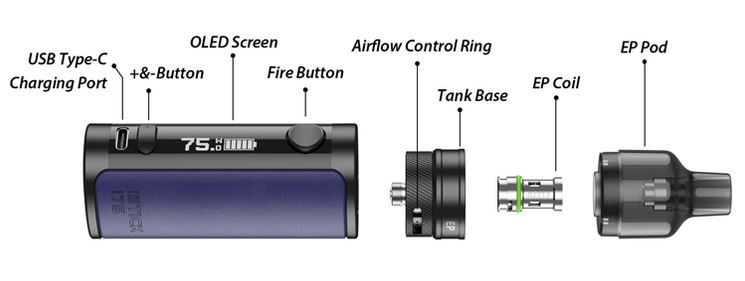 Eleaf iStick i75 3000mAh Kit s EP Pod Tank Blue