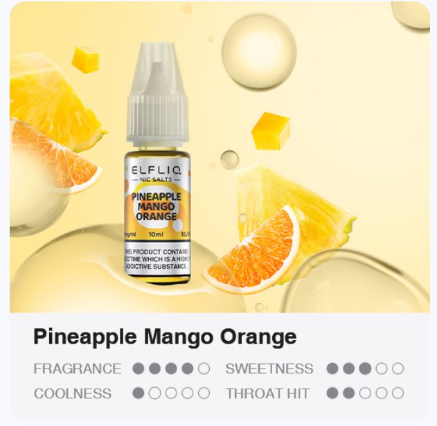 ELFLIQ Nic SALT Pineapple Mango Orange 10ml 10mg