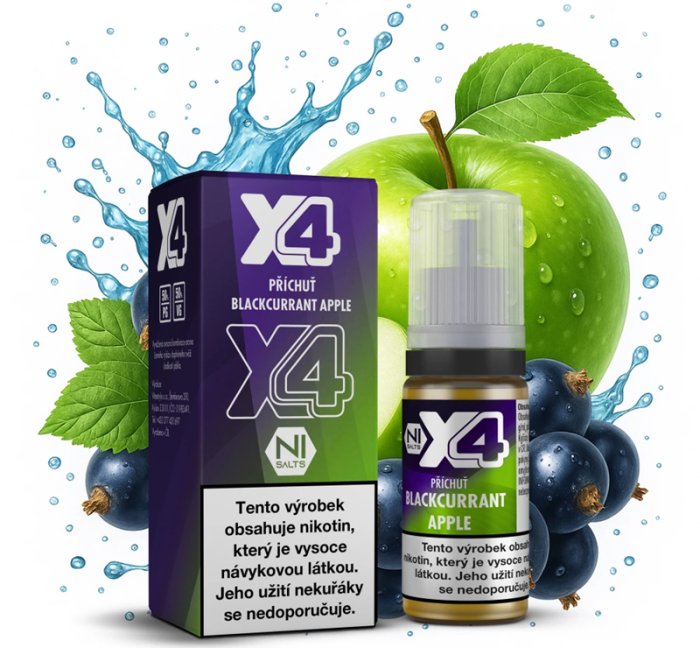 X4 Bar Juice - Černý rybíz a jablko (Blackcurrant Apple) 10ml - 20mg