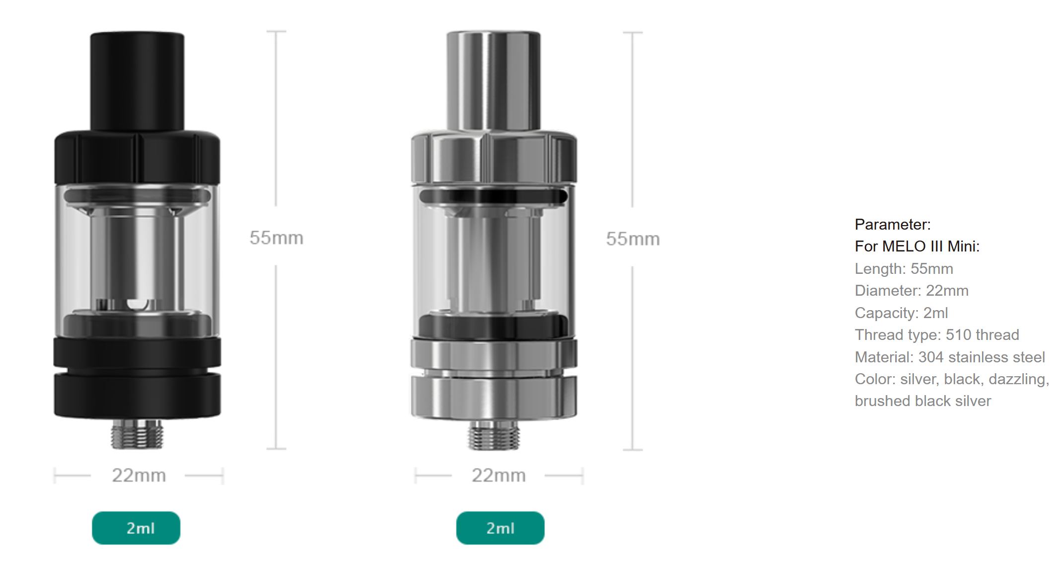 iSmoka-Eleaf Melo III Mini clearomizer 2ml Silver