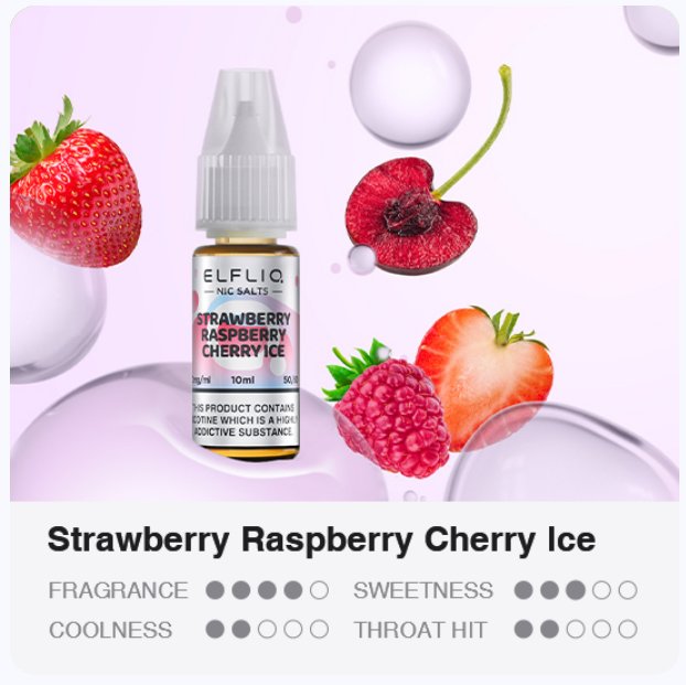ELFLIQ Nic SALT Strawberry Raspberry Cherry Ice 10ml 20mg