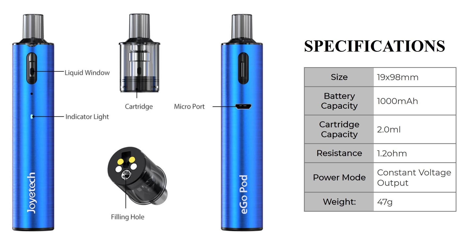 Joyetech eGo Pod Kit 1000 mAh Černá 1 ks