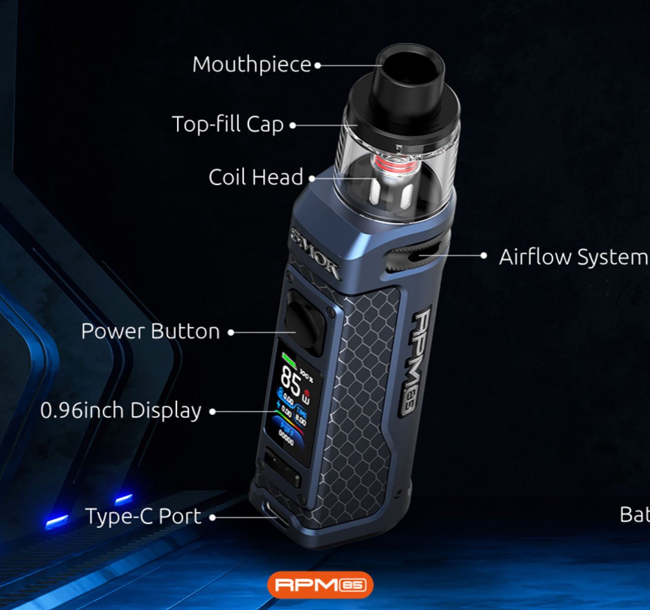 Smoktech RPM 85 grip Full Kit 3000 mAh Matte Gold 1ks