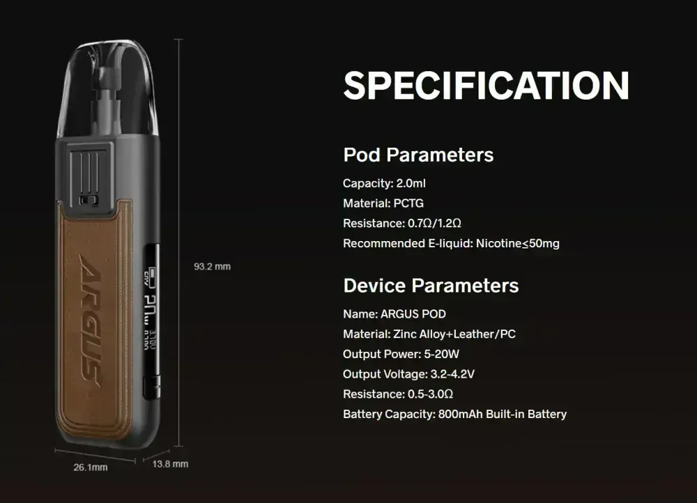 VooPoo Argus Pod Kit 800 mAh Black 1 ks