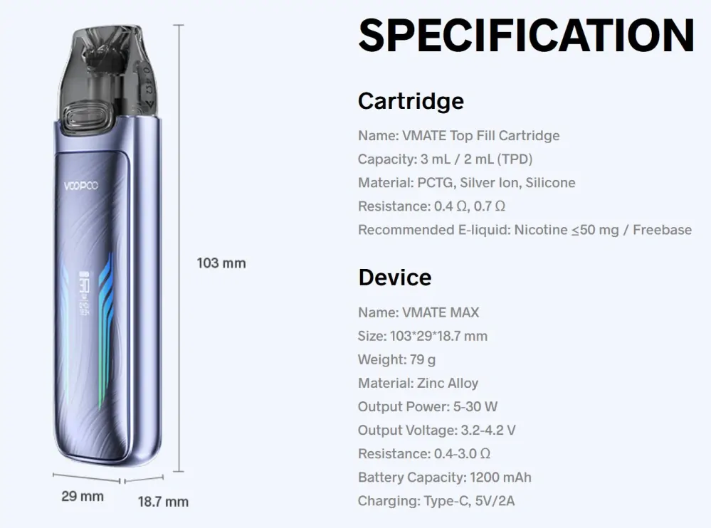 VooPoo VMATE MAX Pod Kit 1200 mAh Fancy Purple 1 ks