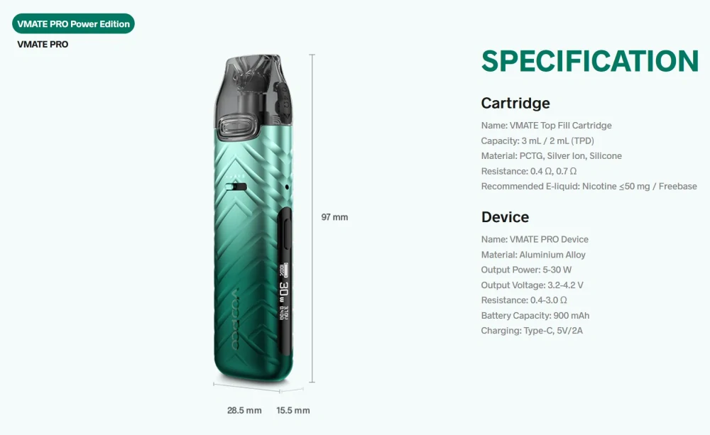VooPoo Vmate PRO Power 900 mAh Armor Copper 1 ks