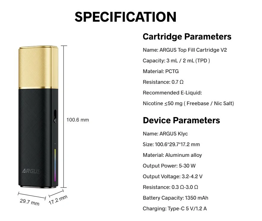 VOOPOO ARGUS KLYC Pod 1350 mAh Dreamy Blue 1 ks