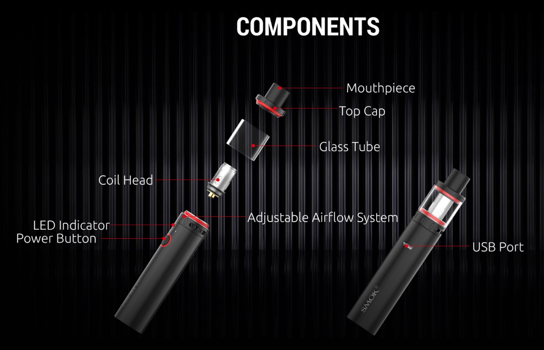 Smoktech Vape Pen V2 elektronická cigareta 1600 mAh Black 1 ks