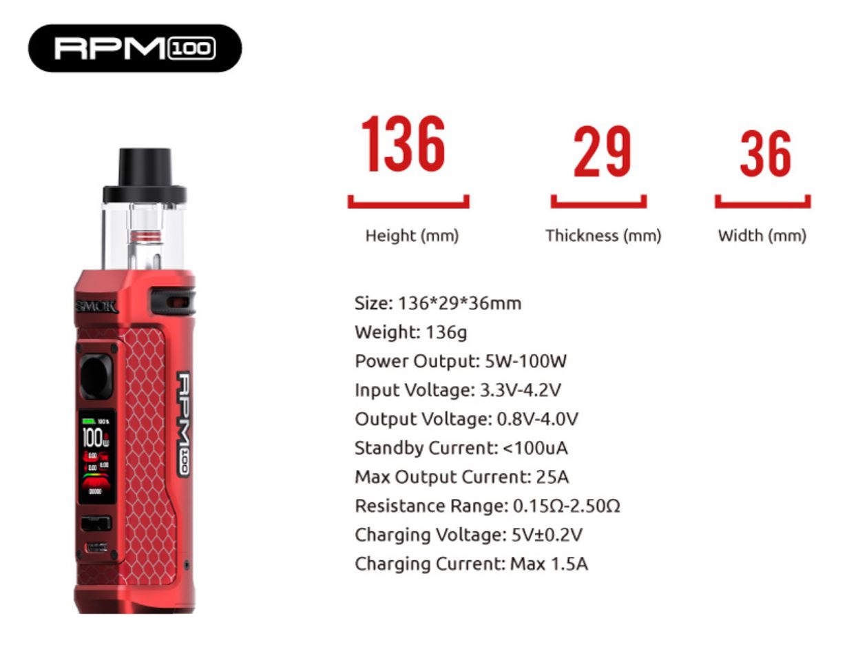 Smoktech RPM 100 grip Full Kit 100W Matte Gold
