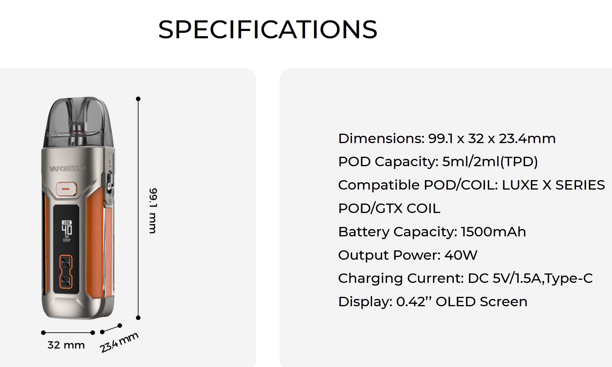 Vaporesso LUXE X PRO 1500 mAh Black 1 ks
