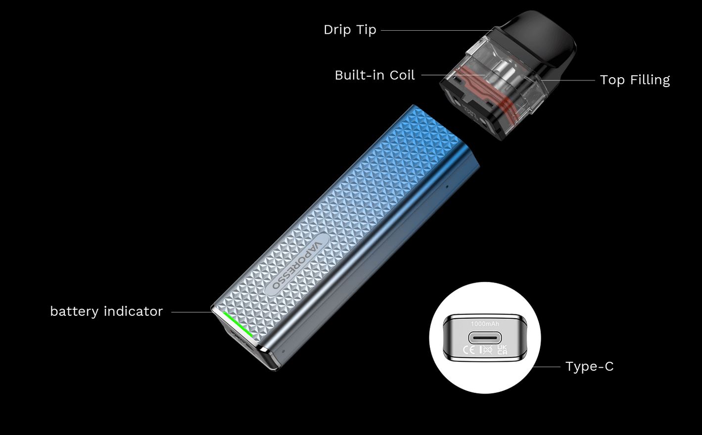 Vaporesso XROS 3 Mini Pod 1000 mAh Icy Silver 1 ks