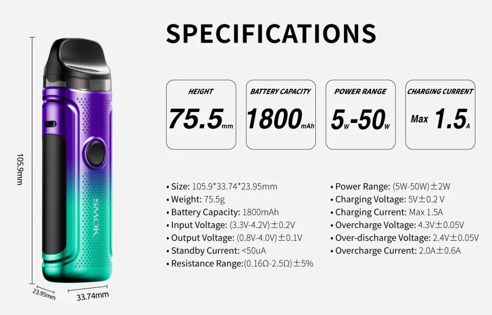 Smoktech NORD C 50W 1800 mAh Cyan Purple 1 ks