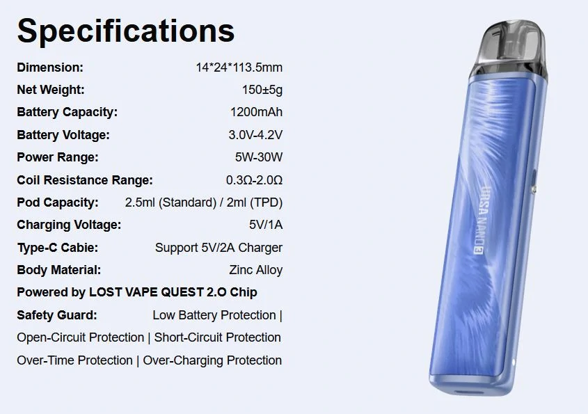 Lost Vape Ursa Nano 3 Pod 1200 mAh Silk Blue 1 ks