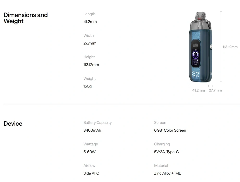 OXVA Vprime 2 Pod 3400 mAh Shard Black