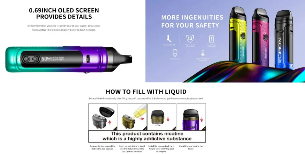 Smoktech NORD C 50W 1800 mAh Cyan Purple 1 ks