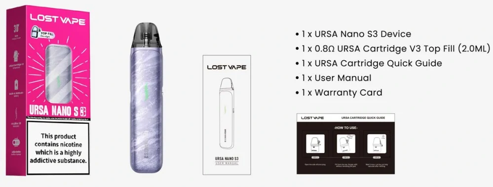 Lost Vape Ursa Nano S 3 Pod 1600 mAh Sage Silk