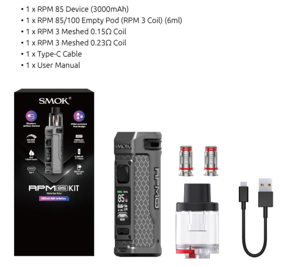 Smoktech RPM 85 grip Full Kit 3000 mAh Matte Gold 1ks