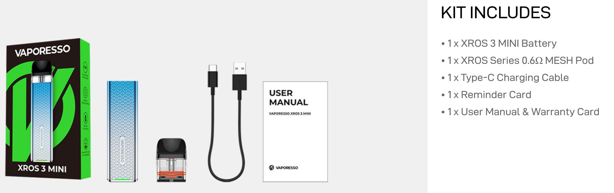 Vaporesso XROS 3 Mini Pod 1000 mAh Icy Silver 1 ks