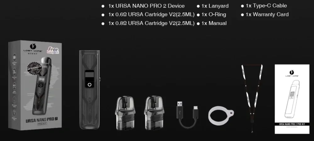 Lost Vape Ursa Nano Pro 2 1000 mAh Storm Black  1 ks