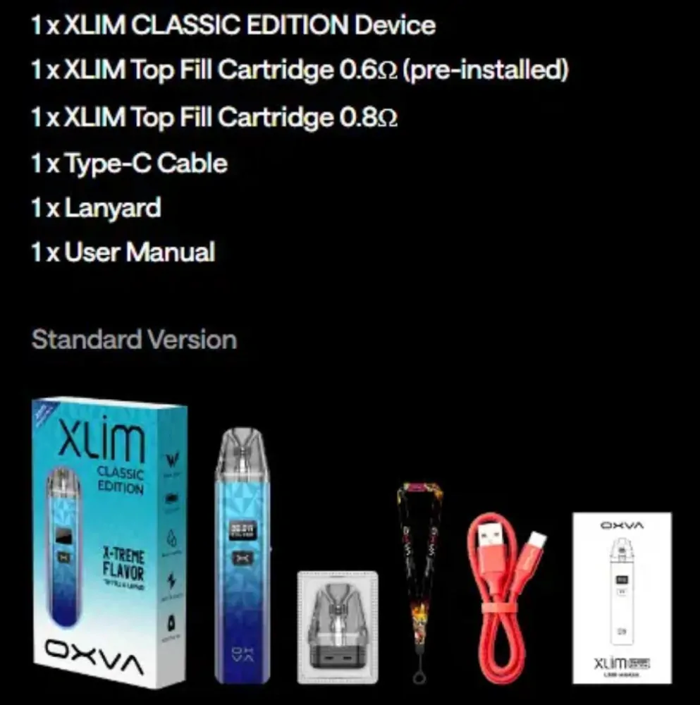 OXVA Xlim Classic EDITION 1000 mAh Black Silver 1 ks