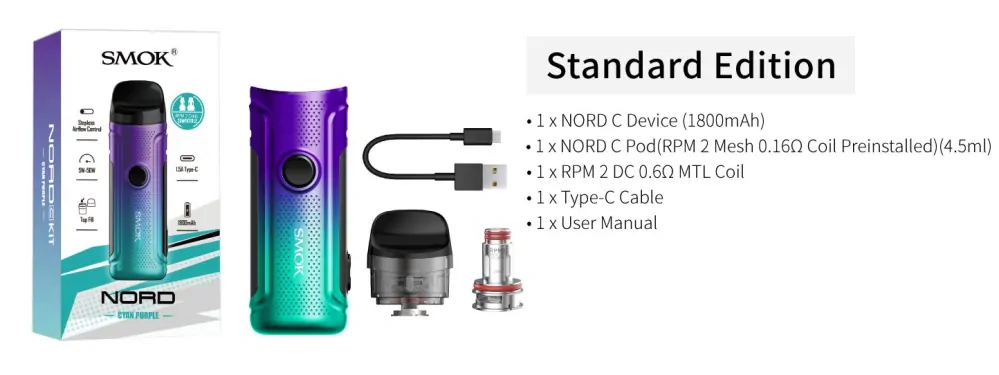 Smoktech NORD C 50W 1800 mAh Cyan Purple 1 ks